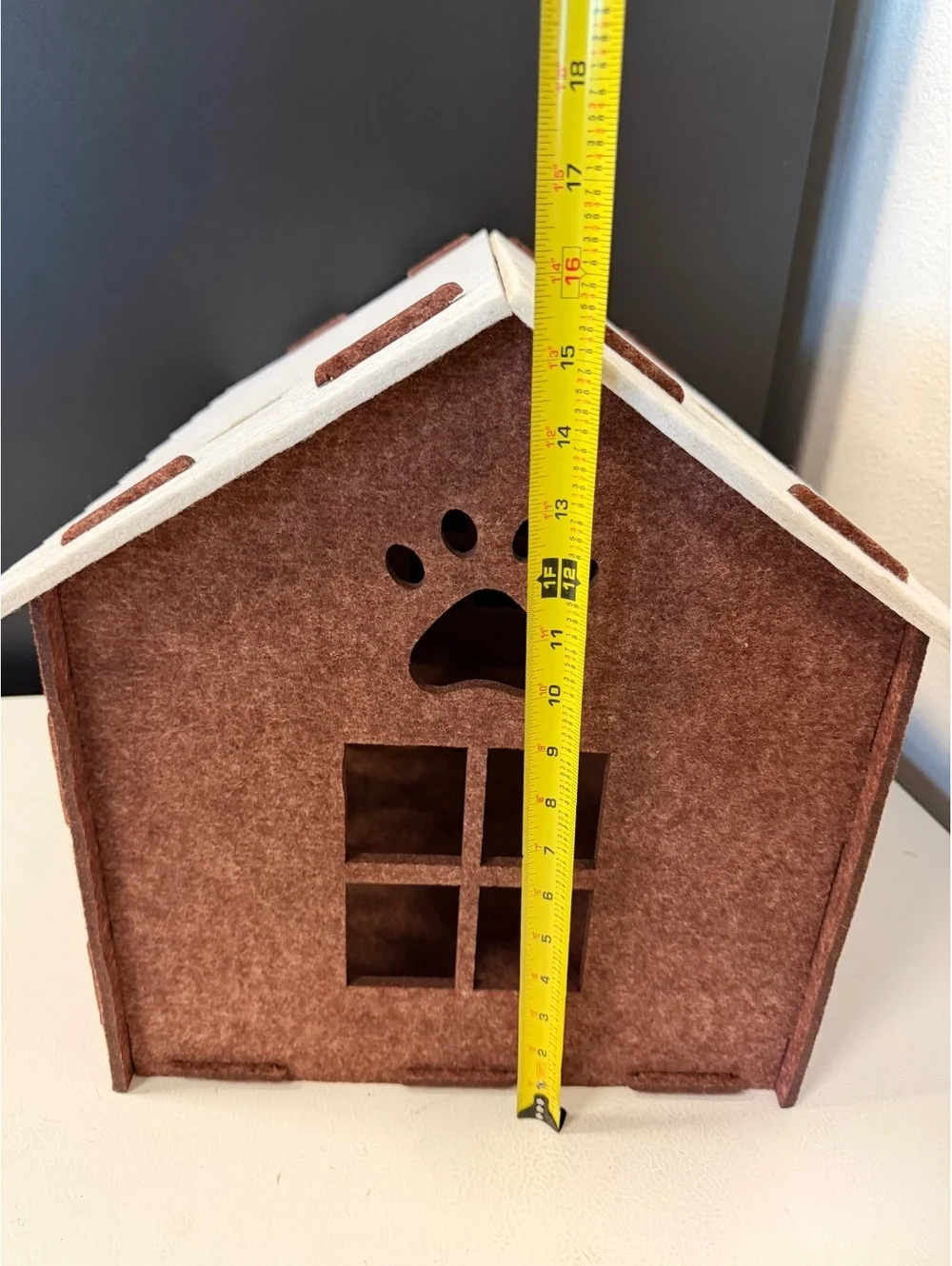 Felt Cat House Condo Indoor Kitten Bed Cave Pet Playhouse Brown Cream 19